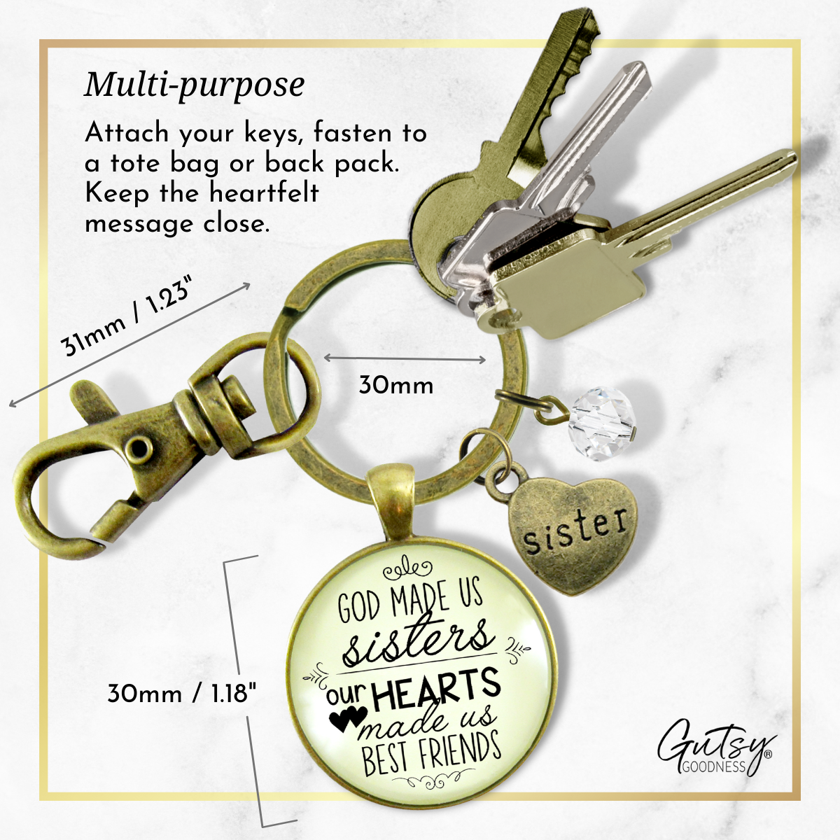 Sisters Keychain God Made Us Sisters Best Friends Faith Pendant Jewelry Heart Charm - Gutsy Goodness Handmade Jewelry;Sisters Keychain God Made Us Sisters Best Friends Faith Pendant Jewelry Heart Charm - Gutsy Goodness Handmade Jewelry Gifts