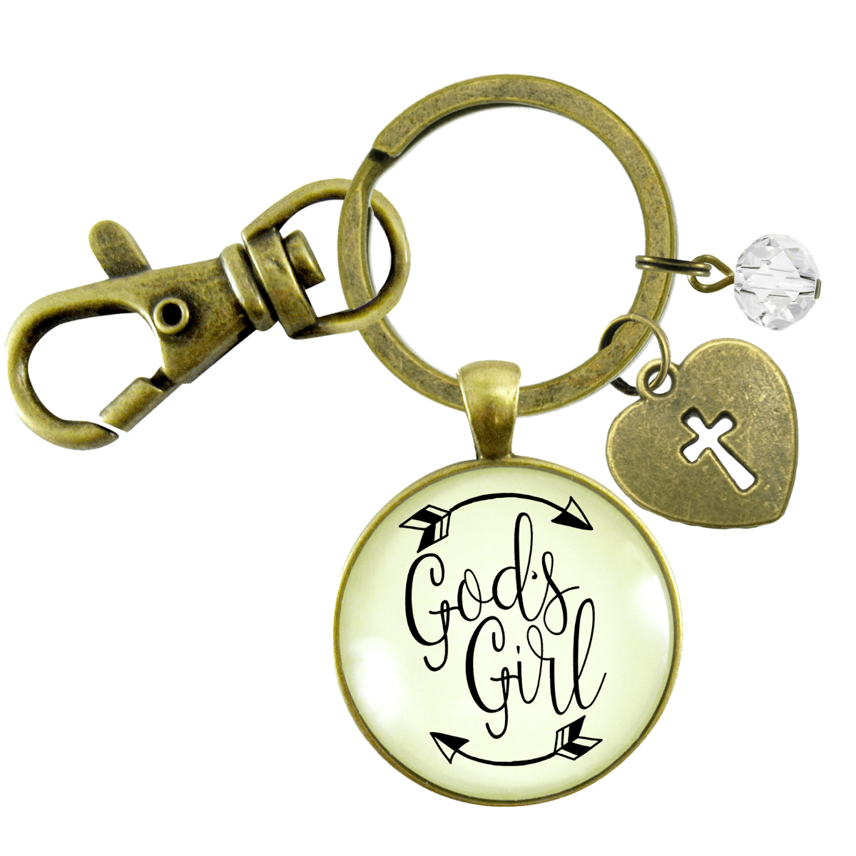 God's Girl Keychain Faith Inspired Hipster Fashion Teen Life Jewelry Heart Charm - Gutsy Goodness;God's Girl Keychain Faith Inspired Hipster Fashion Teen Life Jewelry Heart Charm - Gutsy Goodness Handmade Jewelry Gifts