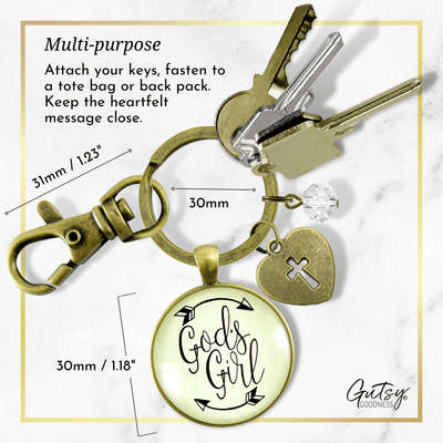 God's Girl Keychain Faith Inspired Hipster Fashion Teen Life Jewelry Heart Charm - Gutsy Goodness;God's Girl Keychain Faith Inspired Hipster Fashion Teen Life Jewelry Heart Charm - Gutsy Goodness Handmade Jewelry Gifts
