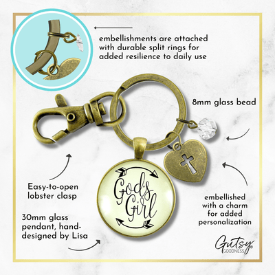 God's Girl Keychain Faith Inspired Hipster Fashion Teen Life Jewelry Heart Charm - Gutsy Goodness;God's Girl Keychain Faith Inspired Hipster Fashion Teen Life Jewelry Heart Charm - Gutsy Goodness Handmade Jewelry Gifts