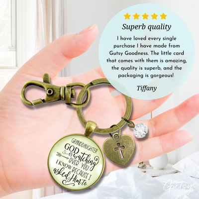 Granddaughter Keychain He Is Watching Over You Jewelry Gift From Grandma Grandpa  Keychain - Women - Gutsy Goodness Handmade Jewelry