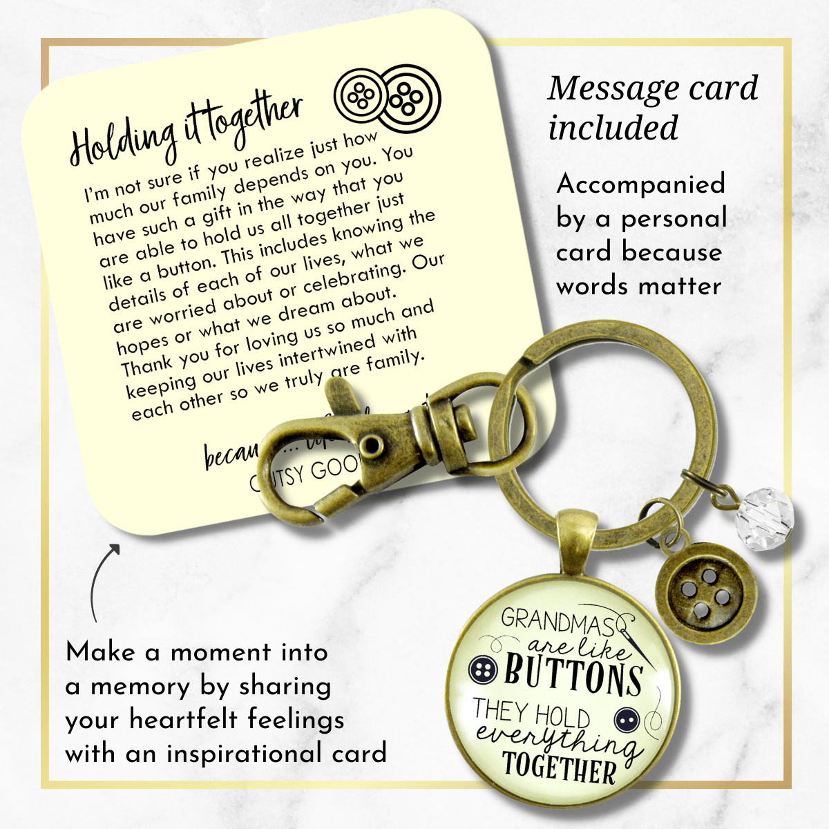 Family Keychain Grandmas Are Like Buttons They Hold Everything Together Seamstress Jewelry - Gutsy Goodness Handmade Jewelry;Family Keychain Grandmas Are Like Buttons They Hold Everything Together Seamstress Jewelry - Gutsy Goodness Handmade Jewelry Gifts
