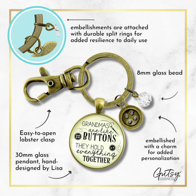 Family Keychain Grandmas Are Like Buttons They Hold Everything Together Seamstress Jewelry - Gutsy Goodness Handmade Jewelry;Family Keychain Grandmas Are Like Buttons They Hold Everything Together Seamstress Jewelry - Gutsy Goodness Handmade Jewelry Gifts