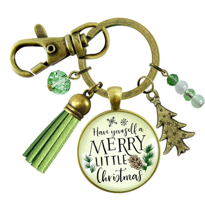 Christmas Pendant Have Yourself a Merry Little Christmas Keychain Handmade Holiday Jewelry Pine Cone Charm