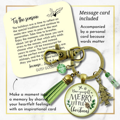 Christmas Pendant Have Yourself a Merry Little Christmas Keychain Handmade Holiday Jewelry Pine Cone Charm