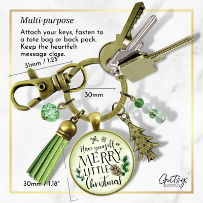 Christmas Pendant Have Yourself a Merry Little Christmas Keychain Handmade Holiday Jewelry Pine Cone Charm   - Gutsy Goodness Handmade Jewelry