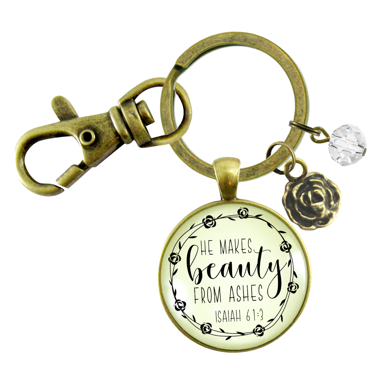 Beauty from Ashes Keychain Faith Cross Charm Encourage Jewelry - Gutsy Goodness Handmade Jewelry;Beauty From Ashes Keychain Faith Cross Charm Encourage Jewelry - Gutsy Goodness Handmade Jewelry Gifts