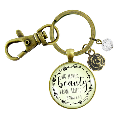 Beauty from Ashes Keychain Faith Cross Charm Encourage Jewelry - Gutsy Goodness Handmade Jewelry;Beauty From Ashes Keychain Faith Cross Charm Encourage Jewelry - Gutsy Goodness Handmade Jewelry Gifts
