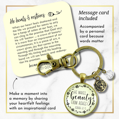 Beauty from Ashes Keychain Faith Cross Charm Encourage Jewelry - Gutsy Goodness Handmade Jewelry;Beauty From Ashes Keychain Faith Cross Charm Encourage Jewelry - Gutsy Goodness Handmade Jewelry Gifts