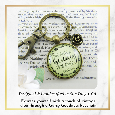 Beauty from Ashes Keychain Faith Cross Charm Encourage Jewelry - Gutsy Goodness Handmade Jewelry;Beauty From Ashes Keychain Faith Cross Charm Encourage Jewelry - Gutsy Goodness Handmade Jewelry Gifts