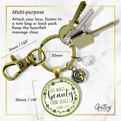 Beauty from Ashes Keychain Faith Cross Charm Encourage Jewelry - Gutsy Goodness Handmade Jewelry;Beauty From Ashes Keychain Faith Cross Charm Encourage Jewelry - Gutsy Goodness Handmade Jewelry Gifts