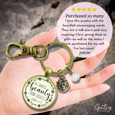 Beauty from Ashes Keychain Faith Cross Charm Encourage Jewelry - Gutsy Goodness Handmade Jewelry;Beauty From Ashes Keychain Faith Cross Charm Encourage Jewelry - Gutsy Goodness Handmade Jewelry Gifts