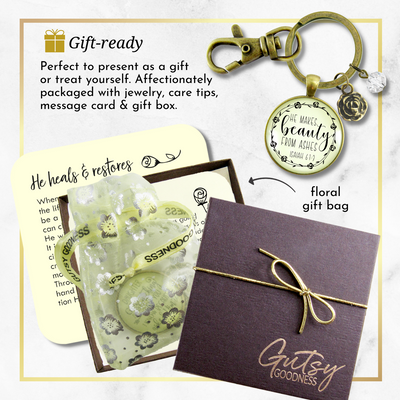 Beauty from Ashes Keychain Faith Cross Charm Encourage Jewelry - Gutsy Goodness Handmade Jewelry;Beauty From Ashes Keychain Faith Cross Charm Encourage Jewelry - Gutsy Goodness Handmade Jewelry Gifts