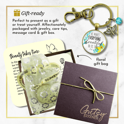 He Makes Everything Beautiful Keychain Watercolor Faith Butterfly Jewelry For Women - Gutsy Goodness