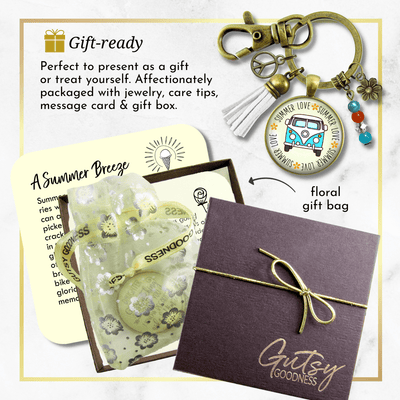 Summer Love Vintage Van Tassel Keychain Free Spirit Camper Bus Theme 70s Retro Charm Peace Boho Gift  Keychain - Women - Gutsy Goodness Handmade Jewelry