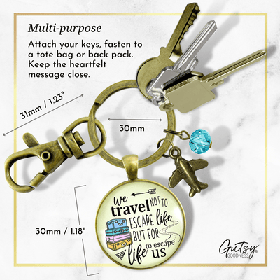 Travel Lover Tassel Keychain Adventure Theme Bronze Colorful Vacation Quote Pendant Airplane Charm Gift  Keychain - Women - Gutsy Goodness Handmade Jewelry