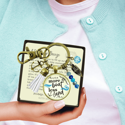 Boaters Keychain More Boat Less Land Nautical Lake Life Boating Anchor Tassel Sea Glass Style Charms  Keychain - Women - Gutsy Goodness Handmade Jewelry