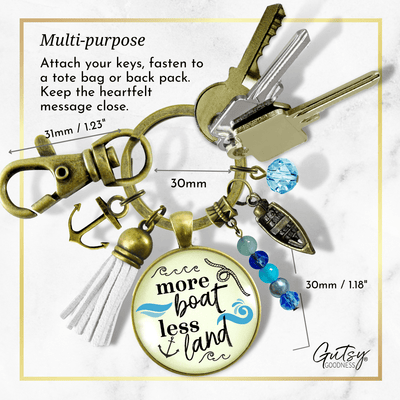Boaters Keychain More Boat Less Land Nautical Lake Life Boating Anchor Tassel Sea Glass Style Charms  Keychain - Women - Gutsy Goodness Handmade Jewelry
