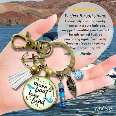 Boaters Keychain More Boat Less Land Nautical Lake Life Boating Anchor Tassel Sea Glass Style Charms  Keychain - Women - Gutsy Goodness Handmade Jewelry