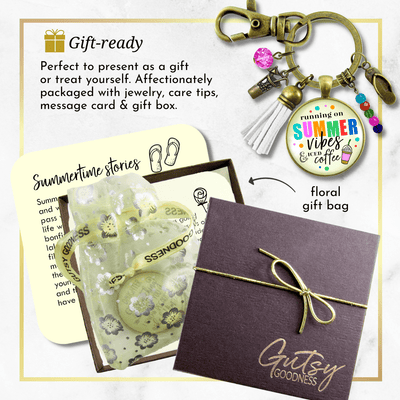 Summer Vibes Iced Coffee Tassel Keychain Colorful Beach Life Coffee Lover BFF Gift Drink Charm  Keychain - Women - Gutsy Goodness Handmade Jewelry