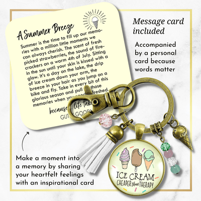 Ice Cream Keychain Cheaper Than Therapy Retro Ice Cream Cone Charm BFF Gift Tassel Summer Jewelry  Keychain - Women - Gutsy Goodness Handmade Jewelry