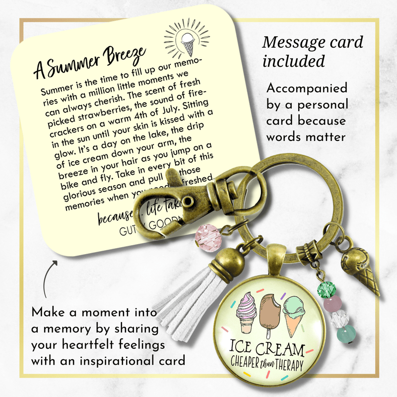 Ice Cream Keychain Cheaper Than Therapy Retro Ice Cream Cone Charm BFF Gift Tassel Summer Jewelry  Keychain - Women - Gutsy Goodness Handmade Jewelry