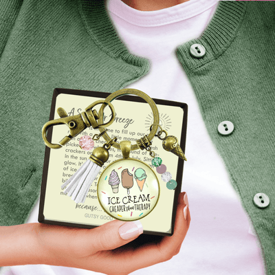 Ice Cream Keychain Cheaper Than Therapy Retro Ice Cream Cone Charm BFF Gift Tassel Summer Jewelry  Keychain - Women - Gutsy Goodness Handmade Jewelry