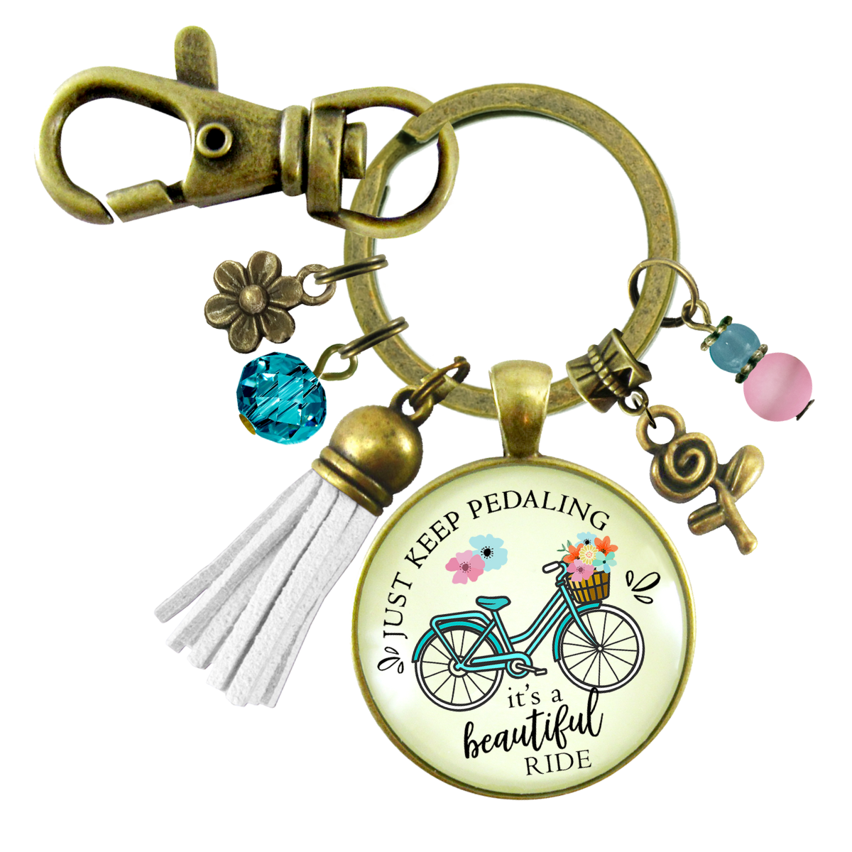 just pedaling Keep Bicycle Keychain Beautiful Ride Summer Boho Chic Colorful Tassel Flower Charms Bulls Mountainbike 27,5 Zoll sergio bianchi serving as a powerful Farbe:JUNGLE GREEN