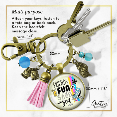 Friends Fun Sand Sea Keychain Summer Ocean Handmade Beach Chair Vacay Jewelry Sea Glass Style Bead Sea Shell Tassel Charm Beach Lover Gift  Keychain - Women - Gutsy Goodness Handmade Jewelry