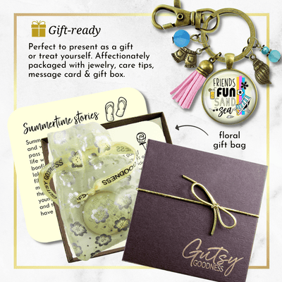 Friends Fun Sand Sea Keychain Summer Ocean Handmade Beach Chair Vacay Jewelry Sea Glass Style Bead Sea Shell Tassel Charm Beach Lover Gift  Keychain - Women - Gutsy Goodness Handmade Jewelry