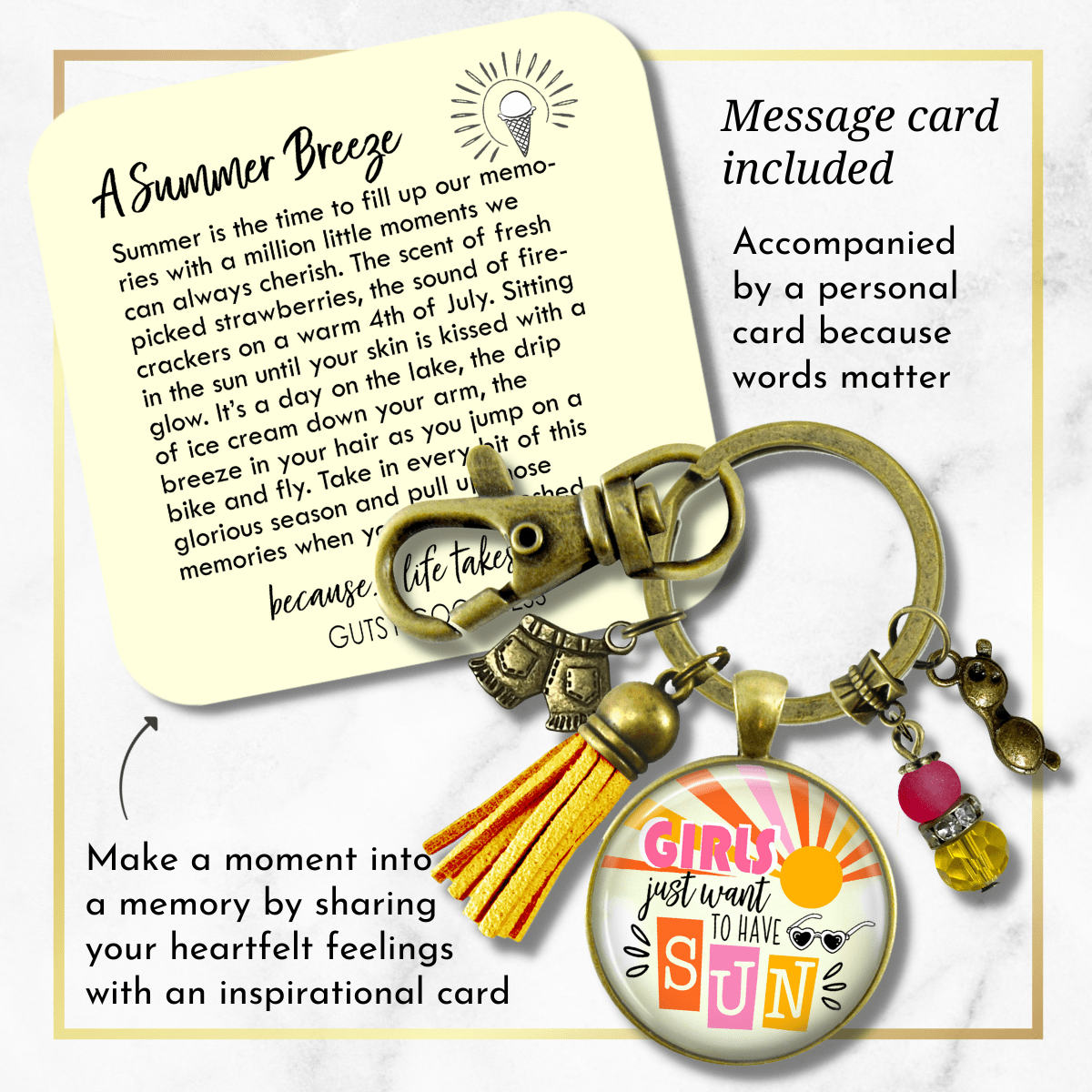Girls Just Want To Have Sun Summertime Keychain 70s Retro Fashion Tassel Jewelry Sunglasses Charm  Keychain - Women - Gutsy Goodness Handmade Jewelry
