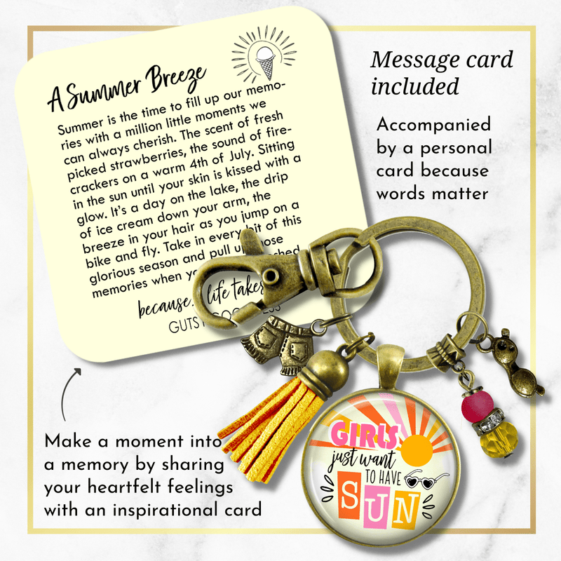 Girls Just Want To Have Sun Summertime Keychain 70s Retro Fashion Tassel Jewelry Sunglasses Charm  Keychain - Women - Gutsy Goodness Handmade Jewelry