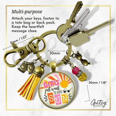 Girls Just Want To Have Sun Summertime Keychain 70s Retro Fashion Tassel Jewelry Sunglasses Charm  Keychain - Women - Gutsy Goodness Handmade Jewelry