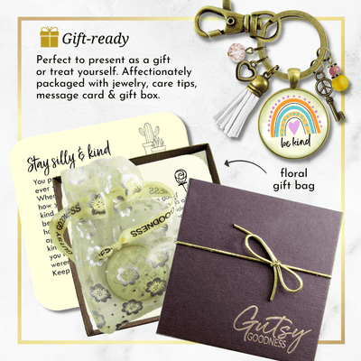 Be Kind Summer Boho Style Rainbow Keychain Peace Symbol Charm Tassel Vintage Vibe Gift Jewelry  Keychain - Women - Gutsy Goodness Handmade Jewelry