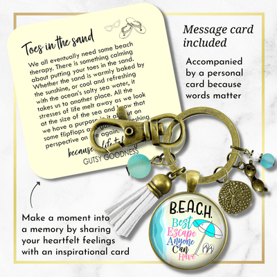 Beach Keychain Best Escape Summer Ocean Handmade Vacation Tropical Tassel Jewelry Sunglasses Charm  Keychain - Women - Gutsy Goodness Handmade Jewelry