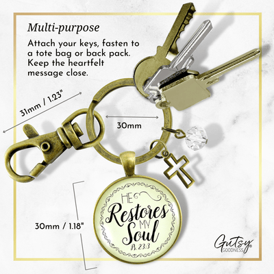 He Restores My Soul Psalm 23 Keychain Faith Inspired Charm Jewelry For Women - Gutsy Goodness