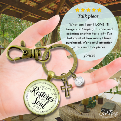 He Restores My Soul Psalm 23 Keychain Faith Inspired Charm Jewelry For Women - Gutsy Goodness