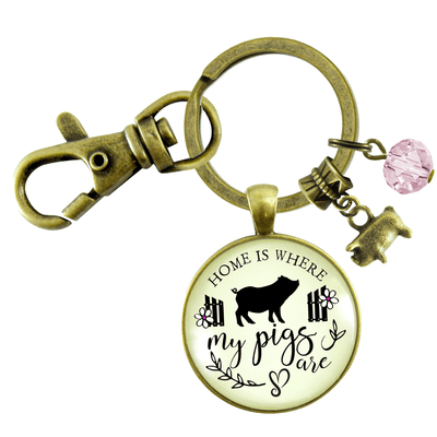 Pig Keychain Home is Where My Pigs Are Farmer Girl Inspired Jewelry - Gutsy Goodness Handmade Jewelry;Pig Keychain Home Is Where My Pigs Are Farmer Girl Inspired Jewelry - Gutsy Goodness Handmade Jewelry Gifts