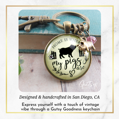 Pig Keychain Home is Where My Pigs Are Farmer Girl Inspired Jewelry - Gutsy Goodness Handmade Jewelry;Pig Keychain Home Is Where My Pigs Are Farmer Girl Inspired Jewelry - Gutsy Goodness Handmade Jewelry Gifts