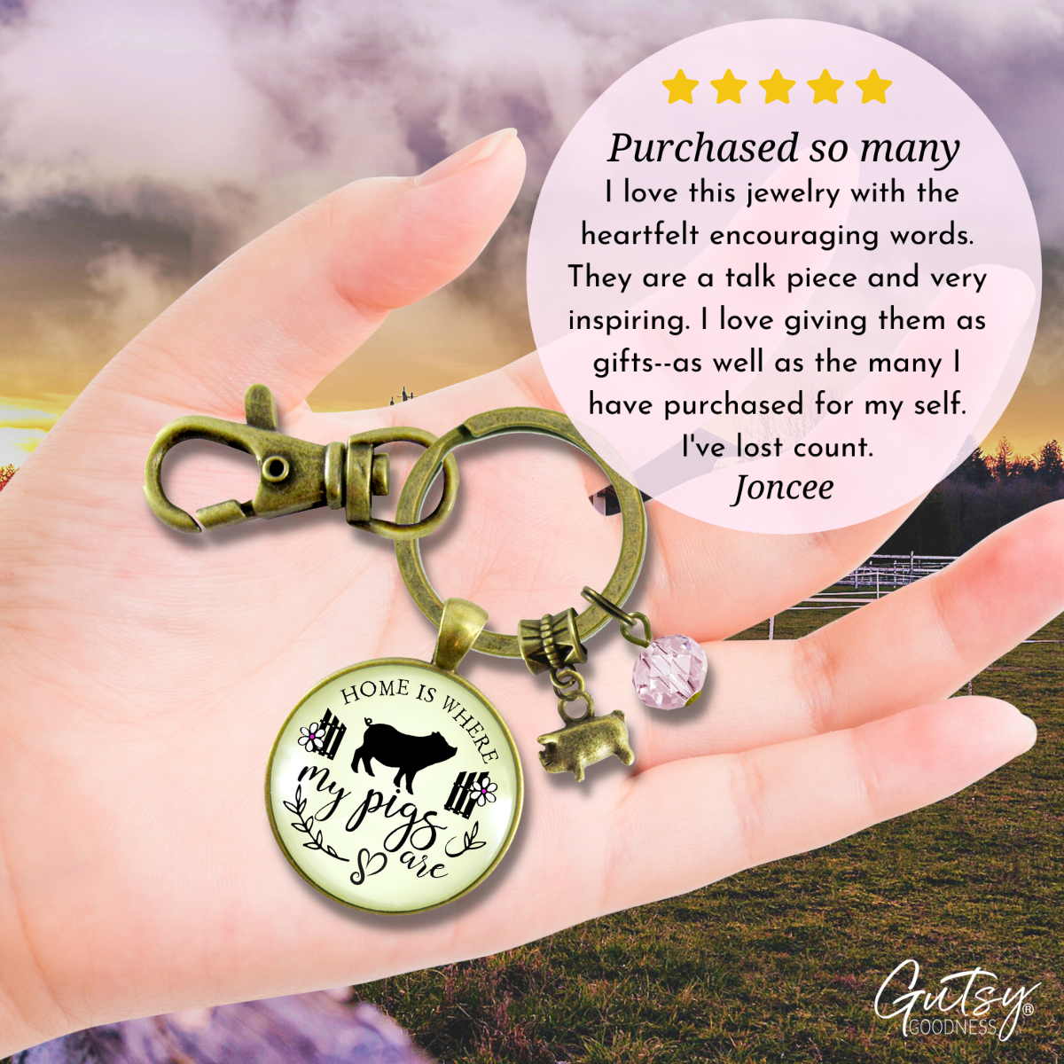 Pig Keychain Home is Where My Pigs Are Farmer Girl Inspired Jewelry - Gutsy Goodness Handmade Jewelry;Pig Keychain Home Is Where My Pigs Are Farmer Girl Inspired Jewelry - Gutsy Goodness Handmade Jewelry Gifts