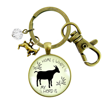 Goat Keychain Home is Where Your Herd is Jewelry Farmhouse Style - Gutsy Goodness Handmade Jewelry;Goat Keychain Home Is Where Your Herd Is Jewelry Farmhouse Style - Gutsy Goodness Handmade Jewelry Gifts