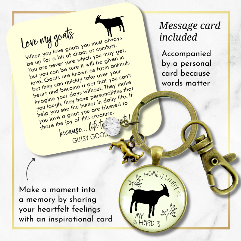 Goat Keychain Home is Where Your Herd is Jewelry Farmhouse Style - Gutsy Goodness Handmade Jewelry;Goat Keychain Home Is Where Your Herd Is Jewelry Farmhouse Style - Gutsy Goodness Handmade Jewelry Gifts