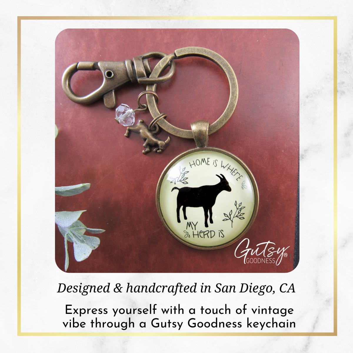 Goat Keychain Home is Where Your Herd is Jewelry Farmhouse Style - Gutsy Goodness Handmade Jewelry;Goat Keychain Home Is Where Your Herd Is Jewelry Farmhouse Style - Gutsy Goodness Handmade Jewelry Gifts