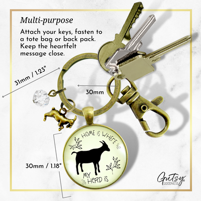 Goat Keychain Home is Where Your Herd is Jewelry Farmhouse Style - Gutsy Goodness Handmade Jewelry;Goat Keychain Home Is Where Your Herd Is Jewelry Farmhouse Style - Gutsy Goodness Handmade Jewelry Gifts