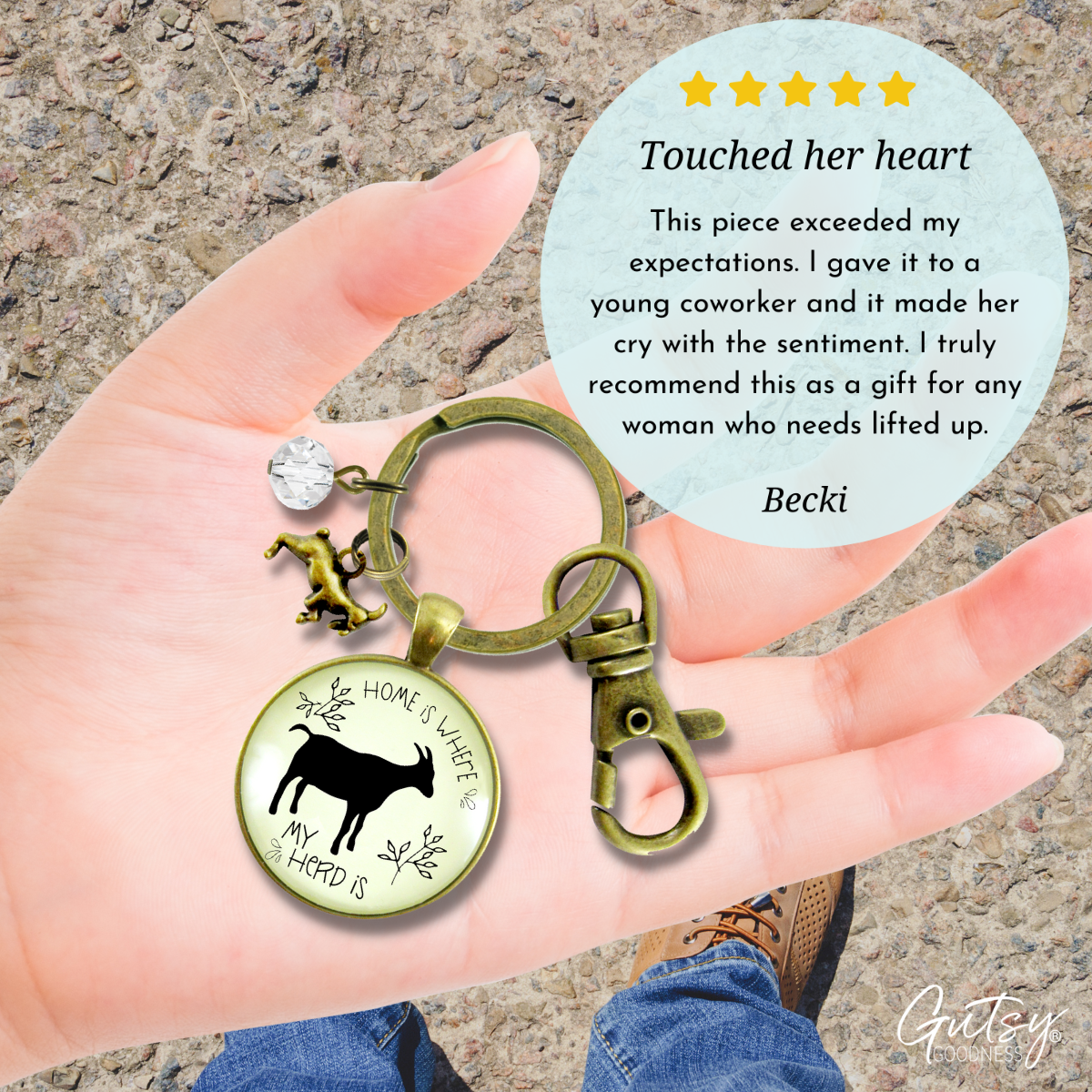 Goat Keychain Home is Where Your Herd is Jewelry Farmhouse Style - Gutsy Goodness Handmade Jewelry;Goat Keychain Home Is Where Your Herd Is Jewelry Farmhouse Style - Gutsy Goodness Handmade Jewelry Gifts