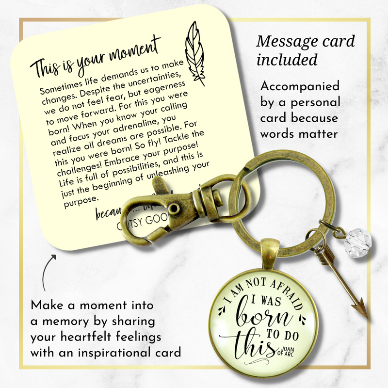 Brave Keychain I Am Not Afraid I Was Born Quote Joan of Arc Boho Jewelry - Gutsy Goodness Handmade Jewelry;Brave Keychain I Am Not Afraid I Was Born Quote Joan Of Arc Boho Jewelry - Gutsy Goodness Handmade Jewelry Gifts