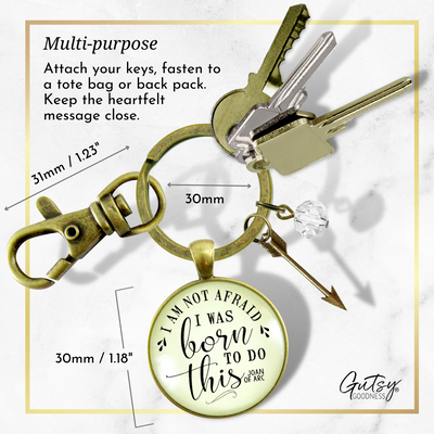 Brave Keychain I Am Not Afraid I Was Born Quote Joan of Arc Boho Jewelry - Gutsy Goodness Handmade Jewelry;Brave Keychain I Am Not Afraid I Was Born Quote Joan Of Arc Boho Jewelry - Gutsy Goodness Handmade Jewelry Gifts