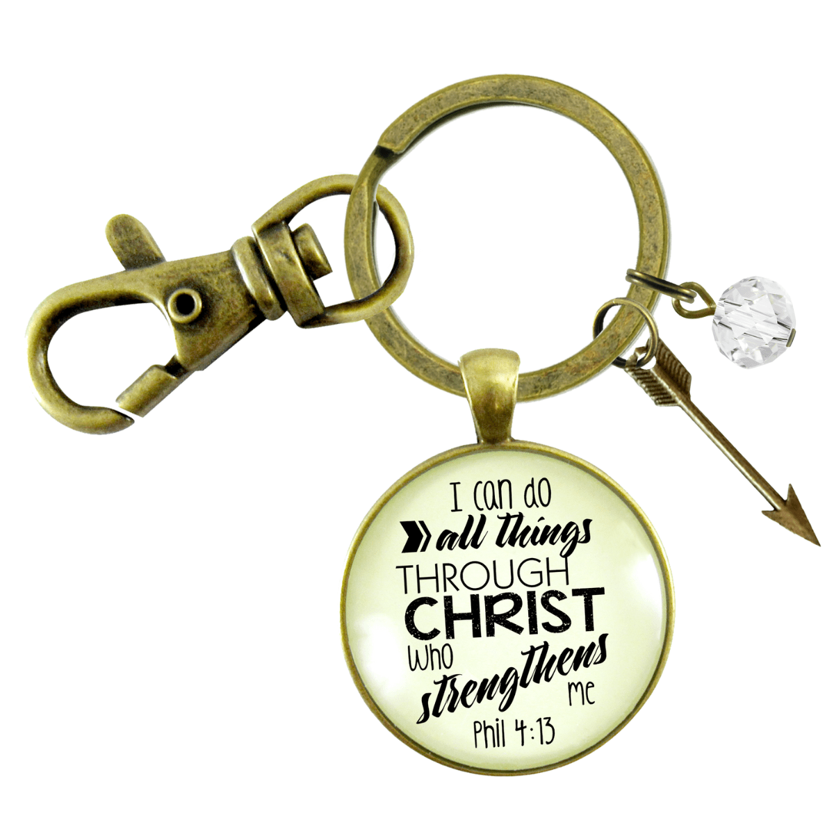I Can Do All Things Faith Inspire Keychain Brave Life Phil 4 13 Quote Cross Charm - Gutsy Goodness