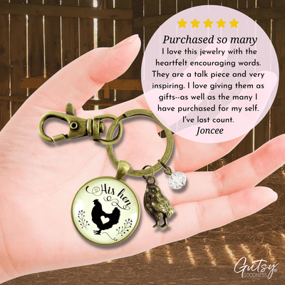 His Hen Keychain For Chicken Mom Vintage Inspired Jewlery - Gutsy Goodness Handmade Jewelry;His Hen Keychain For Chicken Mom Vintage Inspired Jewlery - Gutsy Goodness Handmade Jewelry Gifts