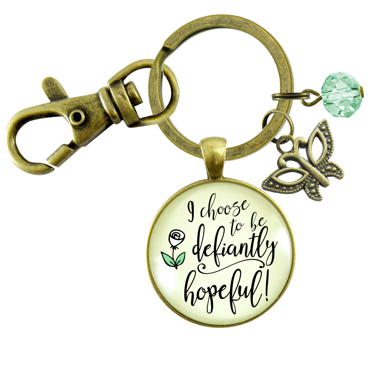 Inspirational Keychain I Choose Defiantly Hopeful Survivor Quote - Gutsy Goodness